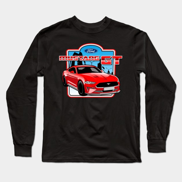 mustang GT v8 Long Sleeve T-Shirt by rafand23